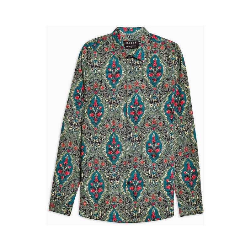 TOPMAN เสื้อสกินนี่เชิ้ต ลาย Carpet Floral รุ่น 84B19PGRN หลากสี