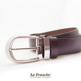 La Franche - Working Belt, The Smart Chocolate ชุดเข็มขัดหนังวัวแท้แผ่นเดียวจากอิตาลี พร้อมหัวหนีบนิกเกิ้ล #3W0037