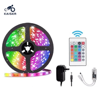 KAISER ไฟริบบิ้น 2835/5050 ไฟเส้น RGB ไฟตกแต่งห้อง 5เมตร ไฟเส้นเปลี่ยนสีได้ LED Strip Light IP65 ไฟตกแต่ง รีโมท 24 ปุ่ม