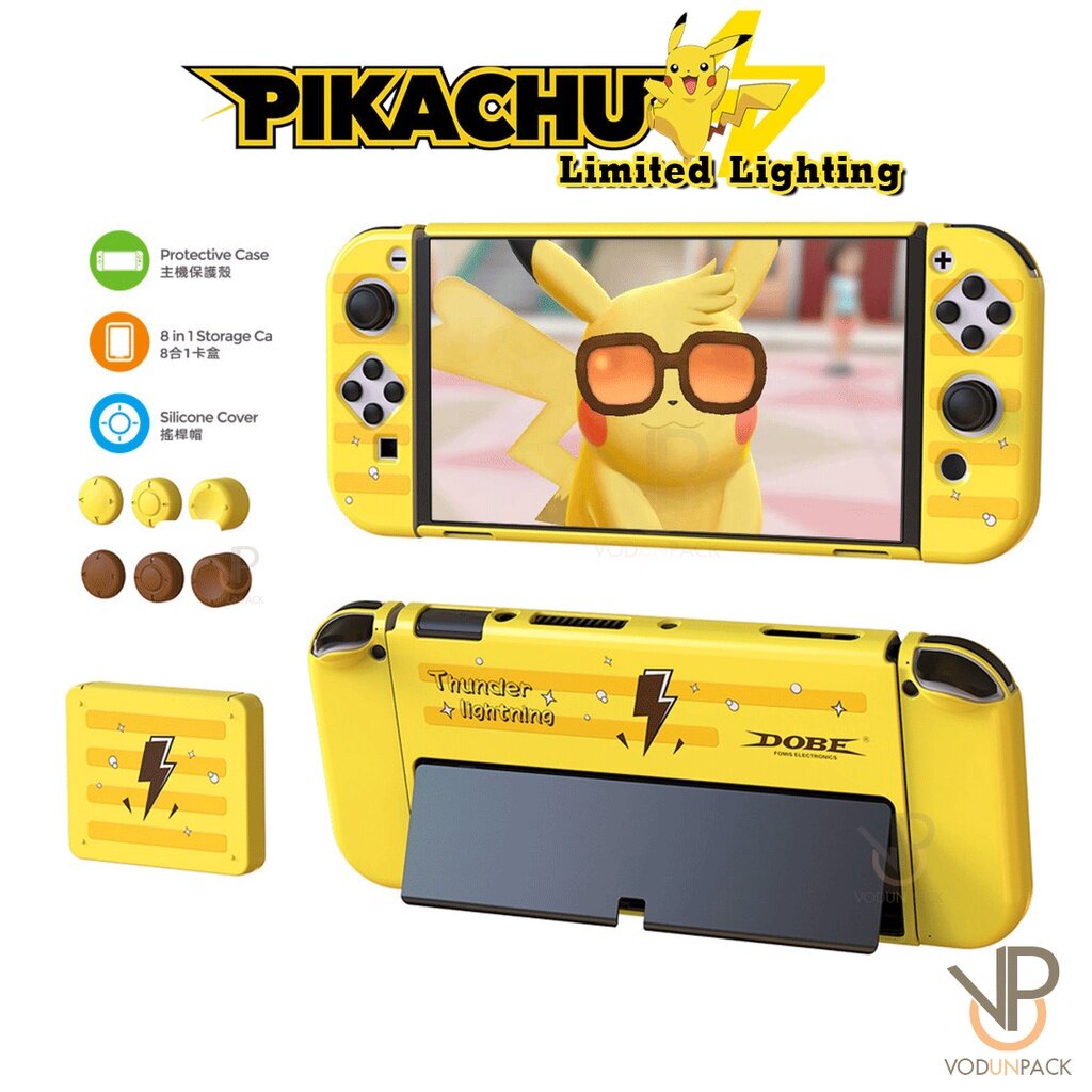 [DOBE™] เคส Nintendo Switch OLED Pikachu Limited Edition Case ครบเซ็ท พร้อม ตลับใส่เกม ปุ่มยางครอบ ปิกาจู