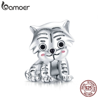 bamoer 925 Sterling Silver Little Tiger Beads for Original Bracelet Charms Fine Jewelry Accessories SCC1573