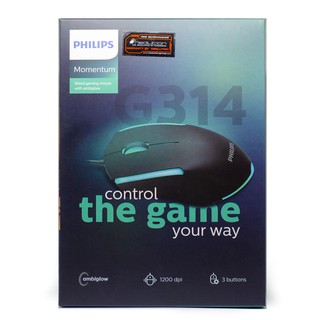 PHILIPS GAMING MOUSE G314  เมาส์เกมมิ่ง แสงไฟ LED RGB 1200 DPI