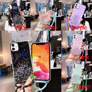 Glitter Star Huawei Y7A Y9 prime 2019 Y7 Pro 2018 P9 P10 plus เคสมือถือ Soft TPU Case เคสโทรศัพท์ สีใส พร้อมสายเชือกคล้อง
