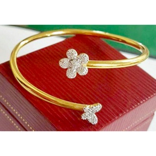 🌸สินค้ามือหนึ่งใหม่🌸 ทองคำแท้ 9k (37.5%) เพชรแท้น้ำสวยไฟดี 43 เม็ด รวม 0.42 ct. กว้าง 5.5 cm. น้ำหนัก 5.71 g.