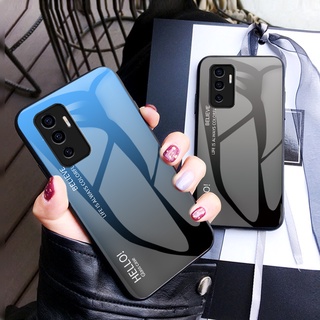 เคสโทรศัพท์มือถือกระจกนิรภัย แบบแข็ง ไล่โทนสี สําหรับ Vivo V23e 5G V23e V 23e 5G