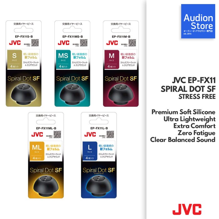 Jvc SPIRAL DOT SF TRES ฟรี EP-FX11 COMFORT LIGHTWEIGHT SOFT EARTIPS