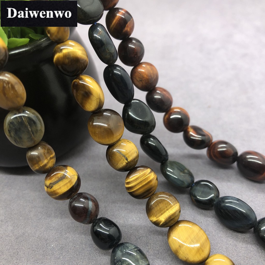 4 สี Tiger Eye ลูกปัดหินธรรมชาติหลวม Semi Precious ไม่สม่ําเสมออัญมณี