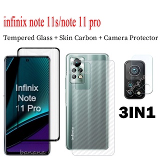 3-in-1 Infinix note 11s Tempered Glass Infinix Note 11 Pro Screen Protector Hot 11S