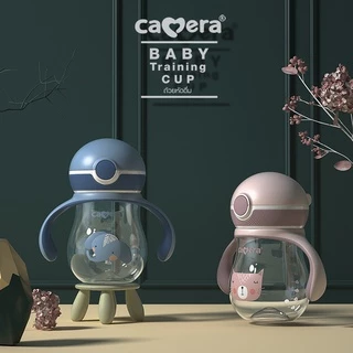 CAMERA | ถ้วยหัดดื่ม | แก้วหัดดื่ม พร้อมหลอดกันสำลัก สำหรับเด็กเล็ก มีฝาสไลด์ สามารถกดเปิดหรือปิดได้