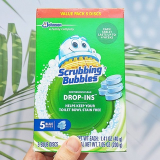 ก้อนขจัดคราบหินปูน คราบฝังแน่น น้ำกระด้างในโถสุขภัณฑ์ Continuous Clean Drop-Ins 5 Blue Discs (Scrubbing Bubbles®)