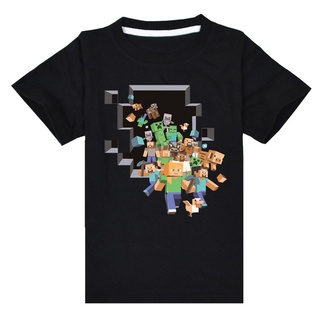 เสื้อยืดแขนสั้น พิมพ์ลายการ์ตูน Minecraft สําหรับเด็กผู้ชาย 2022