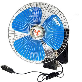 พัดลมติดในรถยนต์ ขนาด 8 นิ้ว 24V ชนิดหนีบ(สีฟ้า)CAR FAN