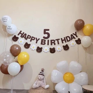 ธงวันเกิด ป้ายHBD ธงผ้าHappy birthday น้ำตาล สินค้าพร้อมส่ง ป้ายผ้าวันเกิด