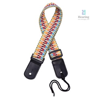 Adjustable Ukulele Strap Soft Cotton Rainbow Woven Shoulder Belt with Plastic Buckle Hanging Rope for Ukulele  -Musical