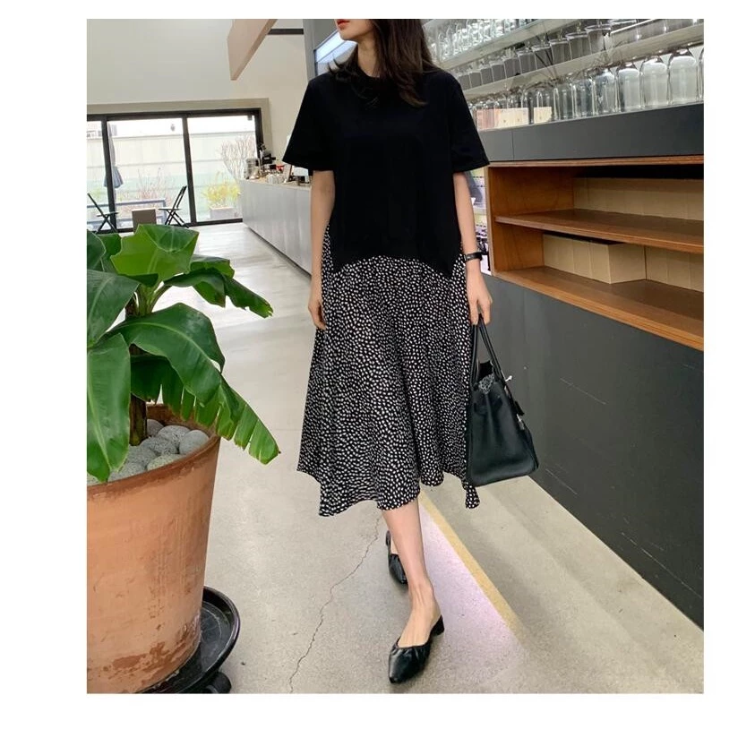 Oladivi Plus ขนาดผู้หญิงเสื้อผ้าแฟชั่นพิมพ์ Patchwork Midi ชุดฤดูร้อนใหม่สบายๆหลวมชุดขนาดใหญ่ Vintage สุภาพสตรีเสื้อผ้าขนาดใหญ่ 853 XL XXL 3XL 4XL 5XL F046 thumbnail 3