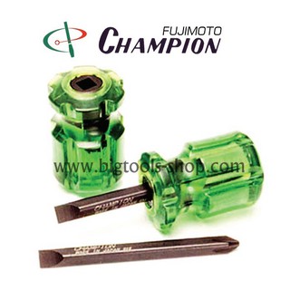 แชมเปี้ยน : ไขควง หัวสลับ หัวโต แกนดำ Champion : 2 Way Screw Driver (Short)