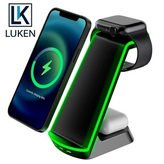 Luken แท่นชาร์จไร้สาย 15W สําหรับ App Watch iP 12 13 Pro Max 11 XS Max Mini AirP Pro 3