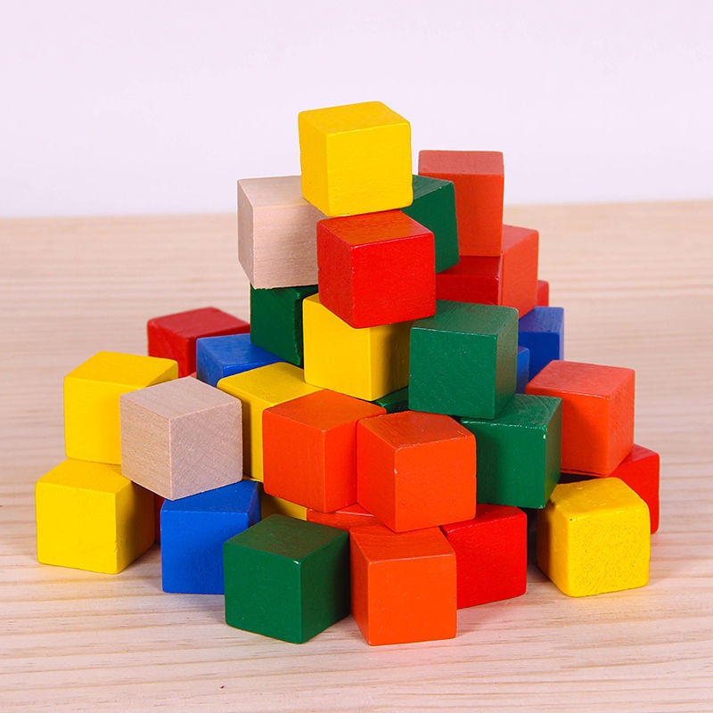 Cube การสอนคณิตศาสตร์ AIDS Cube Square Building Blocks เด็กไม้ขนาดเล็ก ...