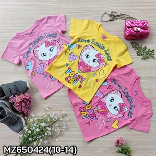 เสื้อคอกลมเด็กผู้หญิง POPZY CAT สำหรับเด็ก 4-6ปี และ 6-12 ปี  (MZ650424) KidsSayHi พร้อมส่ง