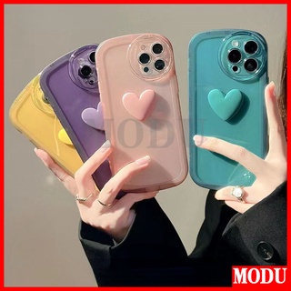 Modu เคสโทรศัพท์มือถือ ซิลิโคนนุ่ม TPU ใส กันรอยเลนส์กล้อง ลายหัวใจ 3D หรูหรา สําหรับ Realme 9i 5 6i 5i 7i C2 A1K C15 C17 C3