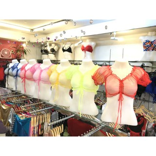 เสื้อซีทรูแขนตุ๊กตา  สีสันสดใส พร้อมส่ง