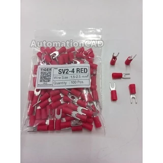 หางปลาแฉกหุ้ม SV2-4 100ตัว/ถุง วัสดุทองแดงแท้ หางปลาก้ามปู แฉกหุ้มฉนวน SV1.25-3.5 SV2-3.5