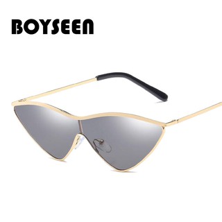 BOYSEEN โบราณแมวตาแว่นตากันแดดผู้หญิงแว่นตาแฟชั่นเลนส์สีเหลี่ยมเล็ก ๆหญิง UV400 แว่นโลหะ 7771