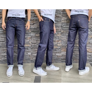 JEANSEXPRESS NT Raw Mens Denim กางเกงยีนส์ทรงกระบอกเล็กผ้าดิบริมแดง ป้ายหนังแท้ Size 28-38 รับชำระปลายทาง