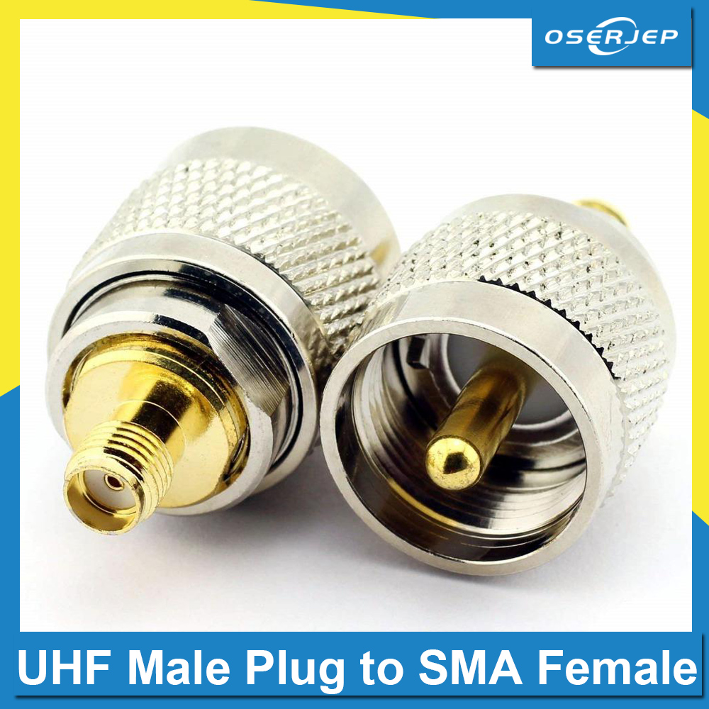 2PCS UHF ชาย PL259 PL-259 ปลั๊ก SMA หญิงแจ็ค RF อะแดปเตอร์ Connector UHF ชาย SMA หญิง