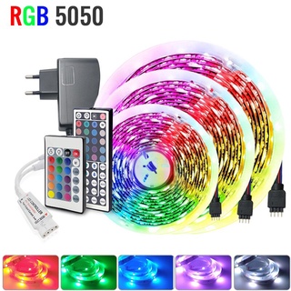 Gbkof สายไฟ Led Rgb 5050 Dc12V ริบบิ้นยืดหยุ่น + รีโมทคอนโทรล + อะแดปเตอร์