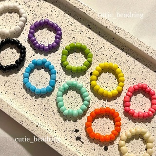 แหวนลูกปัดสีพื้นสดใส | colorful ring