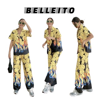 New!!! SET smile on fire เสื้อเชิ้ตแขนยาว+กางเกงขายาวทรงเอวสูง by BELLEITO งานเกาหลีทรงสวยผ้าดีงานตัดเย็บเรียบร้อยค่ะ