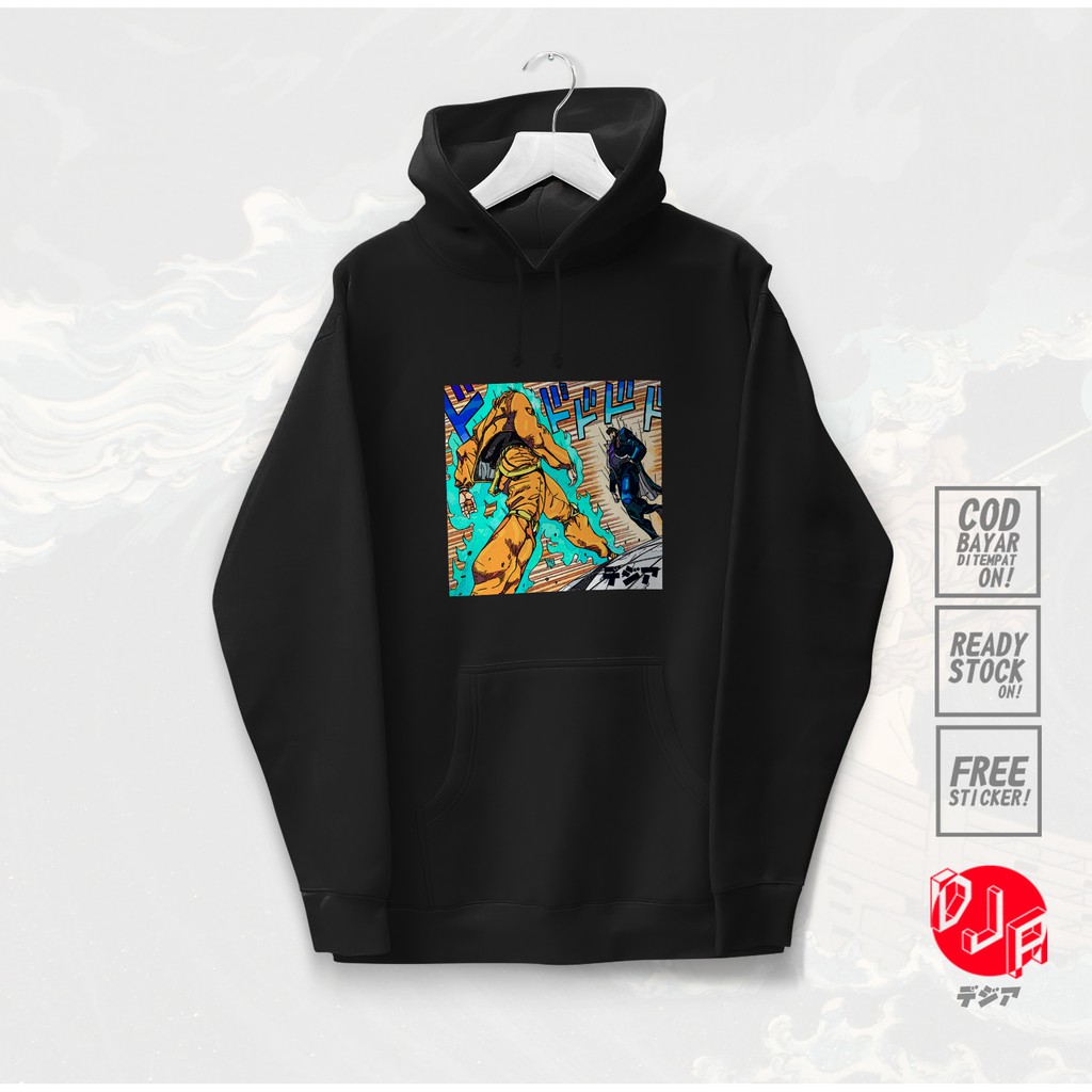 HOODIE ZA WARUDO DIO BRANDO VS KUJO JOTARO JOJO BIZARRE ANIME MANGA SWEATER DJA CLOTH