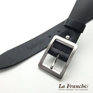 La Franche - Working Belt SMART CASUAL เข็มขัดหนังวัวแท้แผ่นเดียวสีดำ พร้อมหัวเข็มขัดนิกเกิ้ล  #3W0018