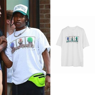 T-shirt  Travis Scott เสื้อยืดผ้าฝ้าย 100% พิมพ์ลาย Dennis Rodman สไตล์ฮิปฮอป สตรีท ร็อคกี้ วินเทจ สําหรับผู้ชาย 97S-5XL