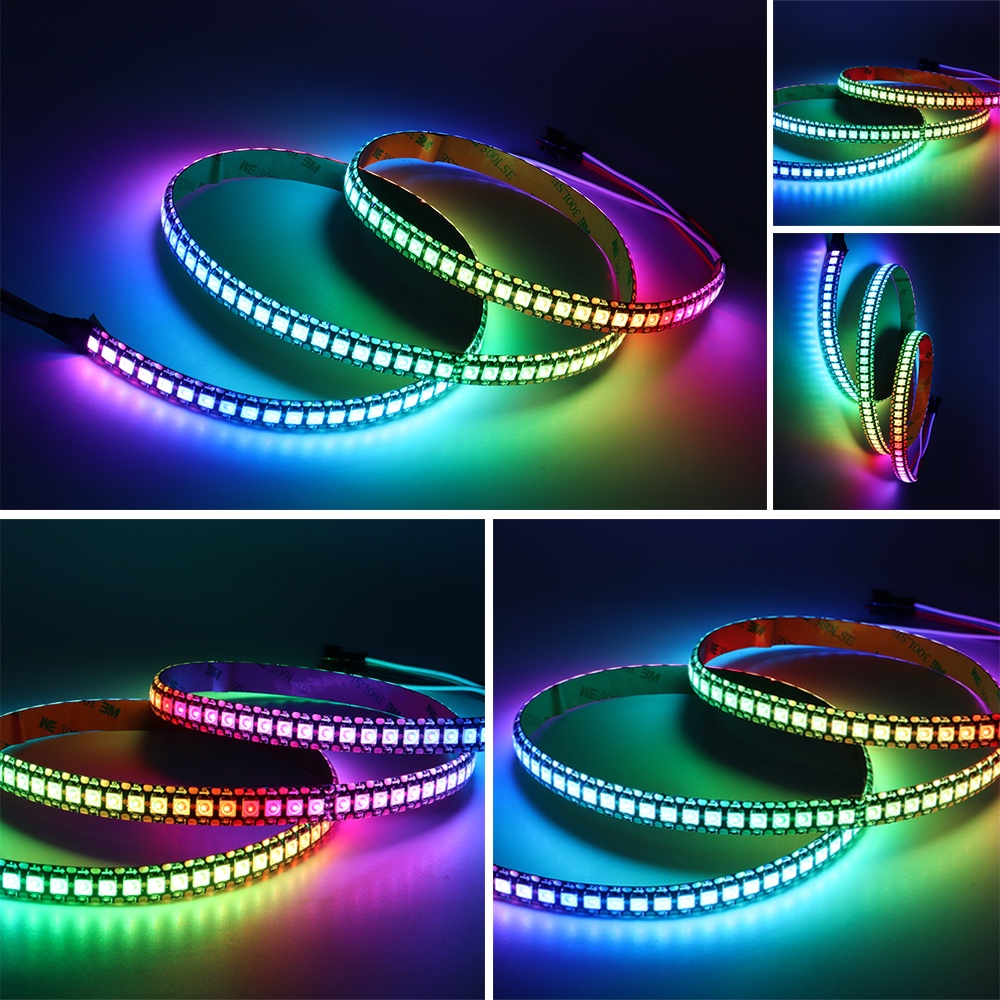 แถบไฟ Led 144 ดวง ต่อม. WS2812B WS2812 5050 RGB กันน้ํา IP30 65 67 DC5V สีดํา ขาว 1 ม.