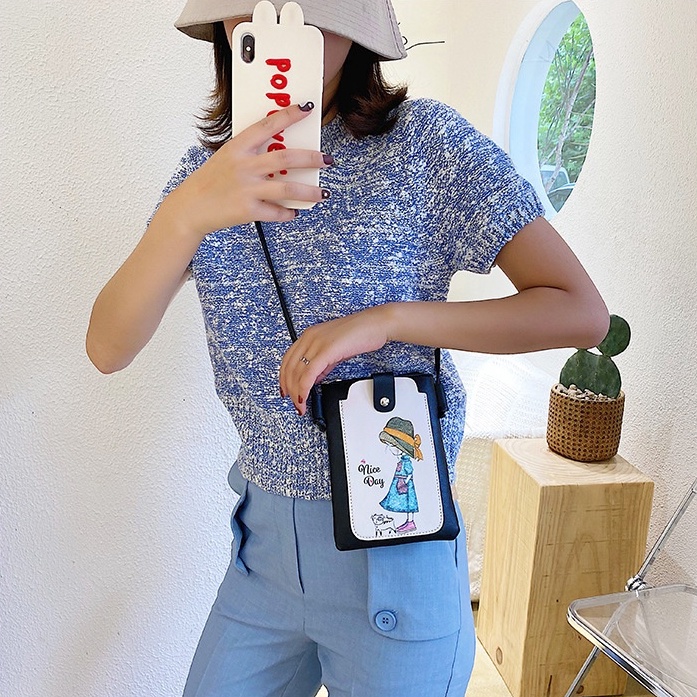 👜พร้อมส่ง J073 กระเป๋าสะพายข้าง กระเป๋าใส่โทรศัพท์ใส่เหรียญใส่บัตรต่างๆ แฟชั่น หนังPU สไตส์เกาหลี