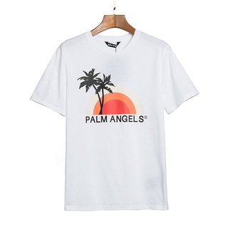 HH Original Palm Angels T-shirt sunset pattern mens and womens cotton round neck  top คอกลม