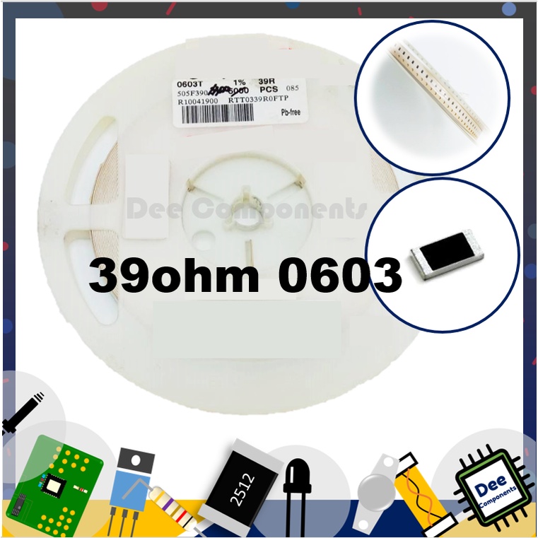 39 Ohm 0603 ±1% 100 mW ±100ppm/°C RTT0339R0FTP RALEC  1-A2-5 (ขายยกแพ็ค 1 แพ็ค มี 100 ชิ้น)