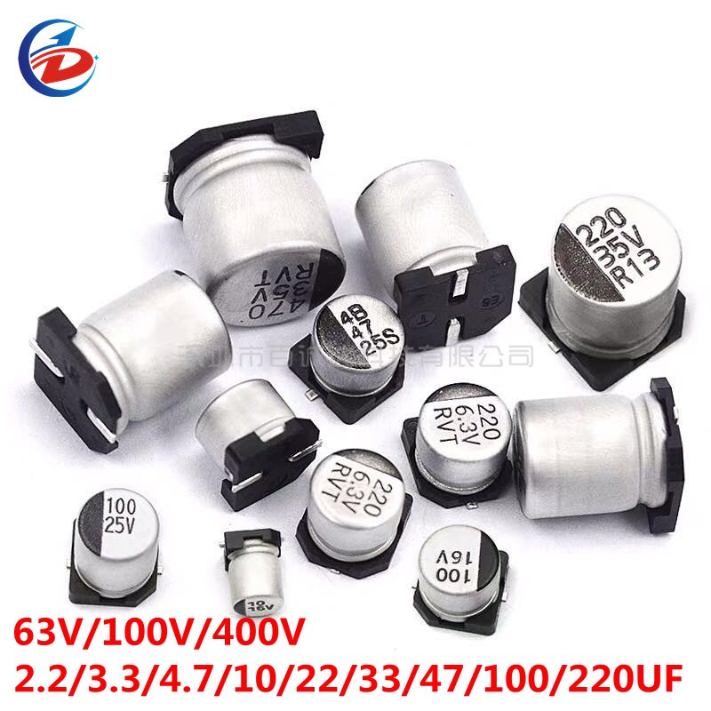 10PCS SMD อลูมิเนียม electrolytic capacitor SMD 63V 100V 400V 2.2UF 3.3UF 4.7UF 10UF 22UF 47UF 100UF