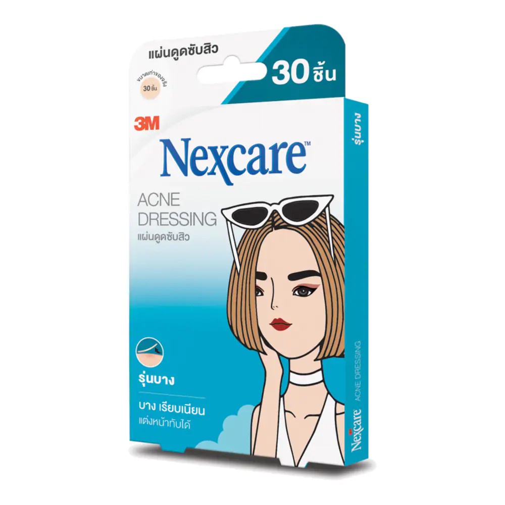 บ้าน┋3M Nexcare Acne Dressing Thin Patch 30 แผ่น  แผ่นแปะสิว สิวอักเสบ