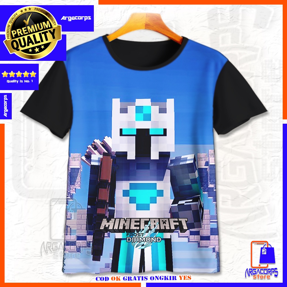 3D เสื้อยืดเด็ก Minecraft Frost Diamond V2 เสื้อผ้าเด็ก 1-12 ปี - Argacorps Store