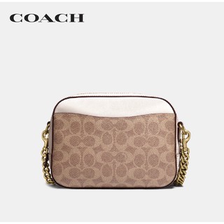 Coach camera bag in signature canvas 31208 B4/tan chalk