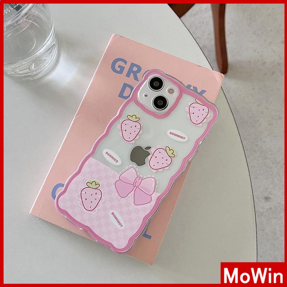 iPhone Case Silicone Soft Case Clear Case Wave Non-Slip Shockproof Camera Full Coverage Protection Pink Strawberry For iPhone 13 Pro Max iPhone 12 Pro Max iPhone 11 iPhone 7 Plus #8