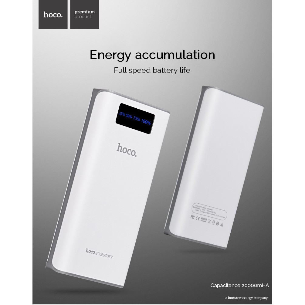 HOCO B3 15000-  20000mAh Dual USB Power Bank Portable Charger External Battery Powerbank