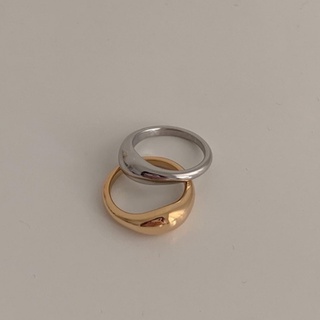 A.piece แหวนไทเทเนียม [18K gold Plated] curve ring(138)