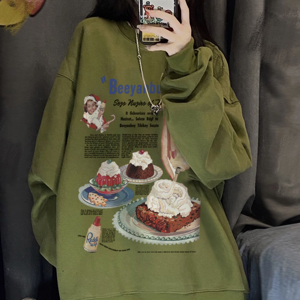 SHINee11 (ราคาถูกที่สุด) เสื้อสเวตเตอร์ผู้หญิง แพทเทิร์นเค้กครีม เสื้อผ้าวัยรุ่น สไตล์หวานๆ น่ารักๆ