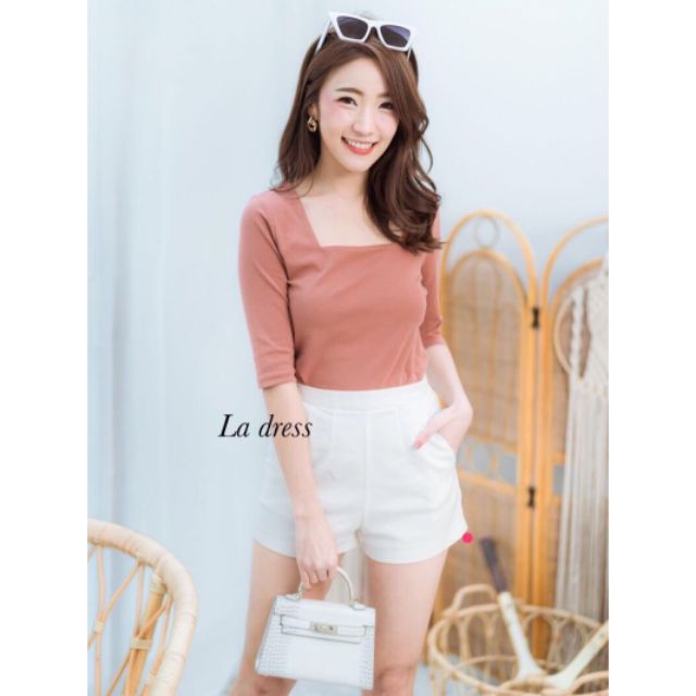 WOW ถูกสุดๆ L01 Ladress​ เสื้อยืดคอเหลี่ยมแขนสามส่วน