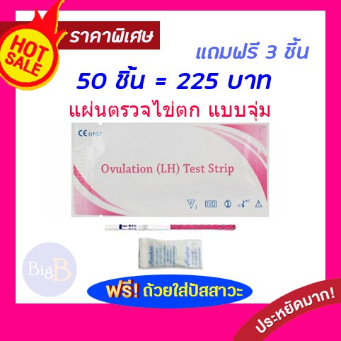 50x แผ่นทดสอบไข่ตก LH Ovulation test แผ่นตรวจไข่ตก ชุดทดสอบไข่ตก ที่ตรวจไข่ตกแบบจุ่มราคาพิเศษสุดคุ้ม