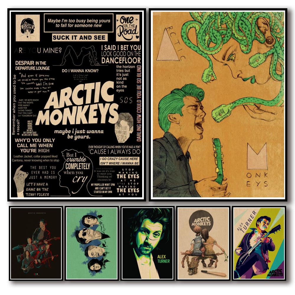 Arctic Monkeys โปสเตอร์กระดาษคราฟท์ทางเลือกบทคัดย่อ Art ภาพวาด Vintage โปสเตอร์